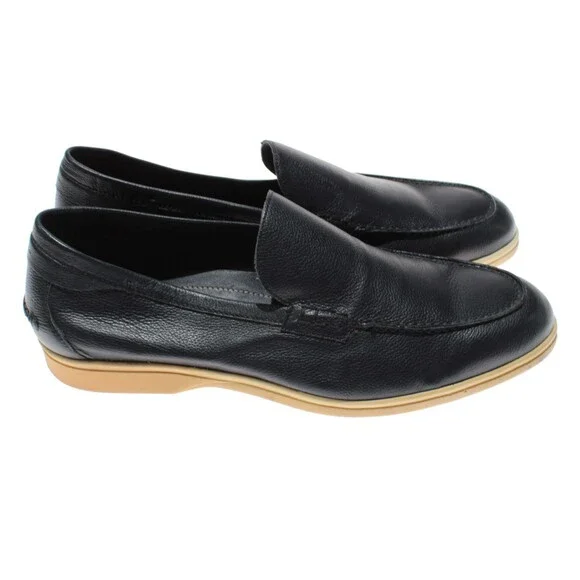 Di Bianco NWD Etna Pebble Leather Loafers / Drivers Size 42 (US 9) in Navy